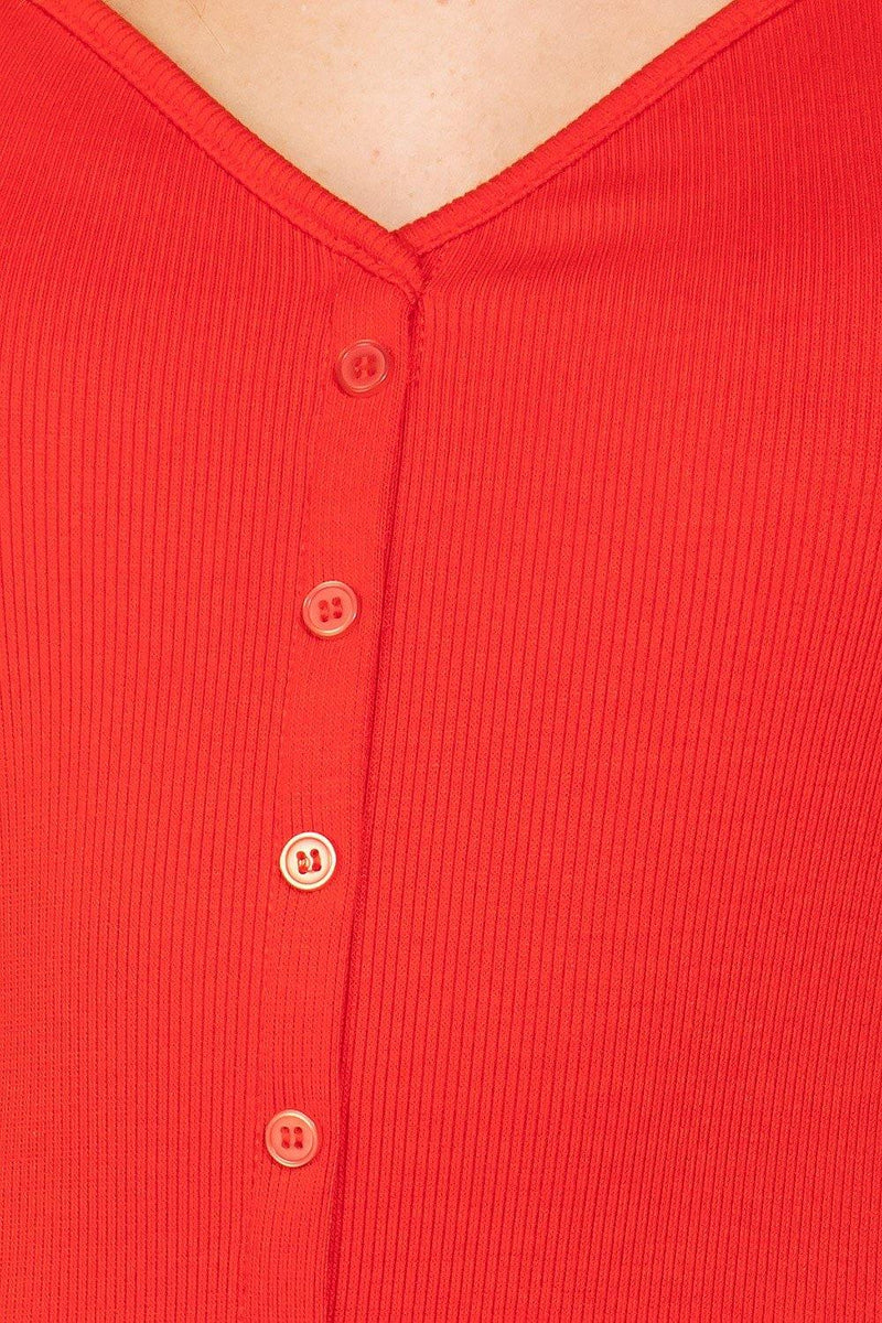 Button Slit Rib Cami Midi Dress - AM APPAREL