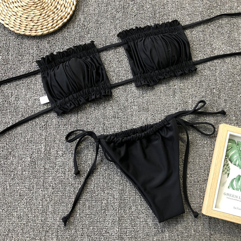 Ensemble de bikini froncé à volants