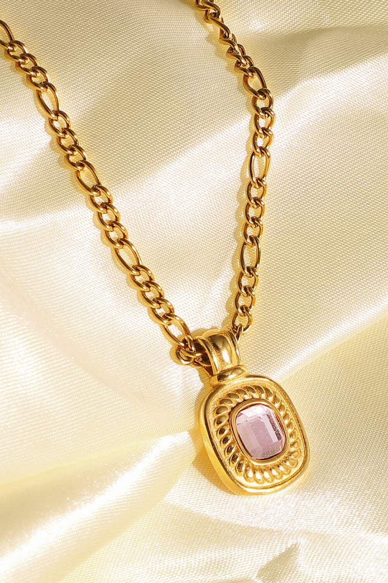 18K Gold Plated Inlaid Rhinestone Pendant Necklace