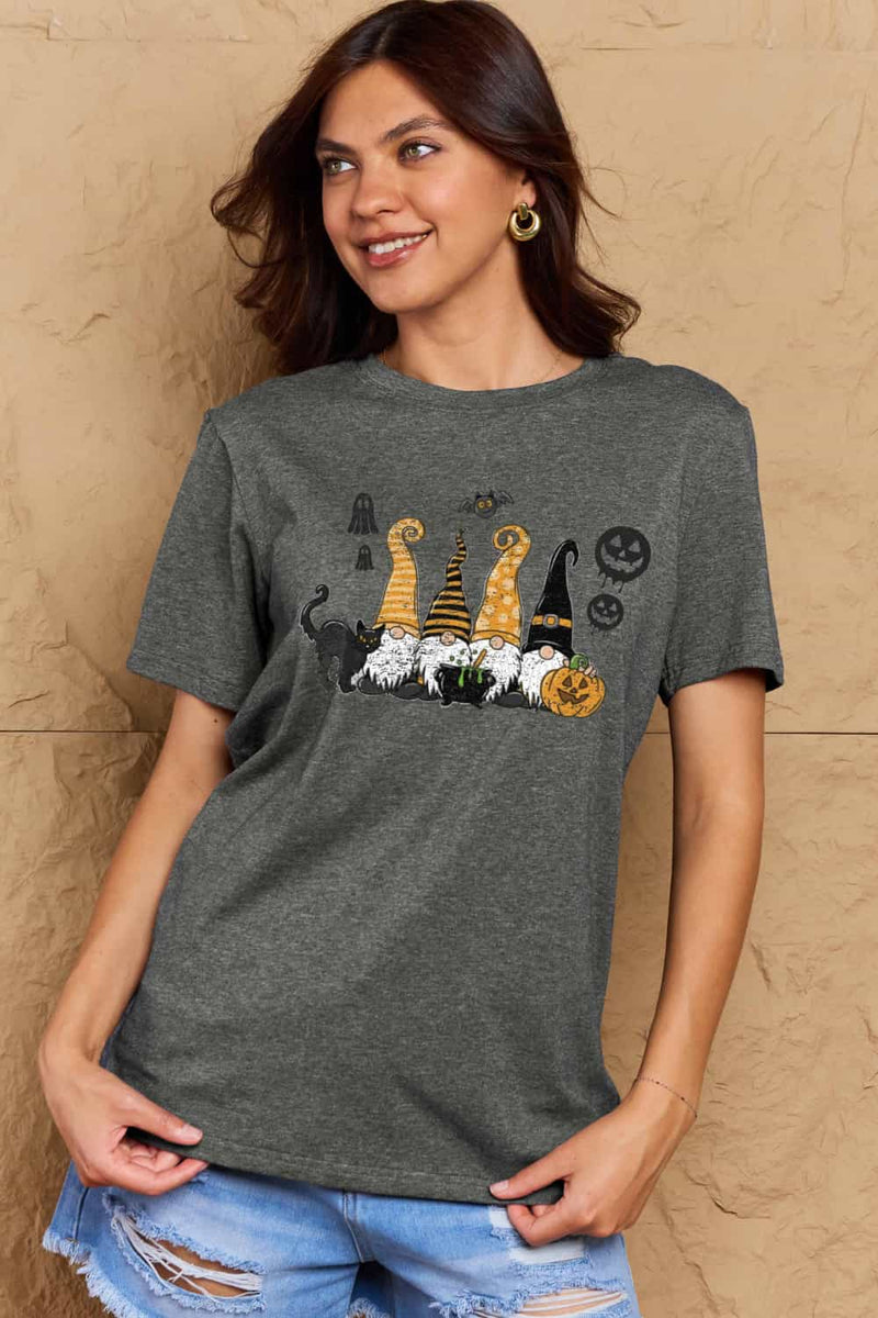 Camiseta de algodón con estampado de tema de Halloween de tamaño completo de Simply Love