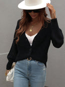 Cardigan en tricot côtelé à manches raglan plongeantes Double Take