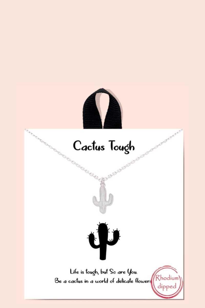 Cactus Tough Pendant Dainty Message Necklace - AM APPAREL