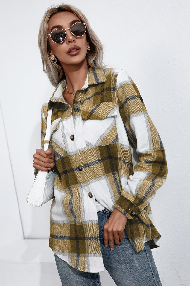 Chemise boutonnée en flanelle à carreaux