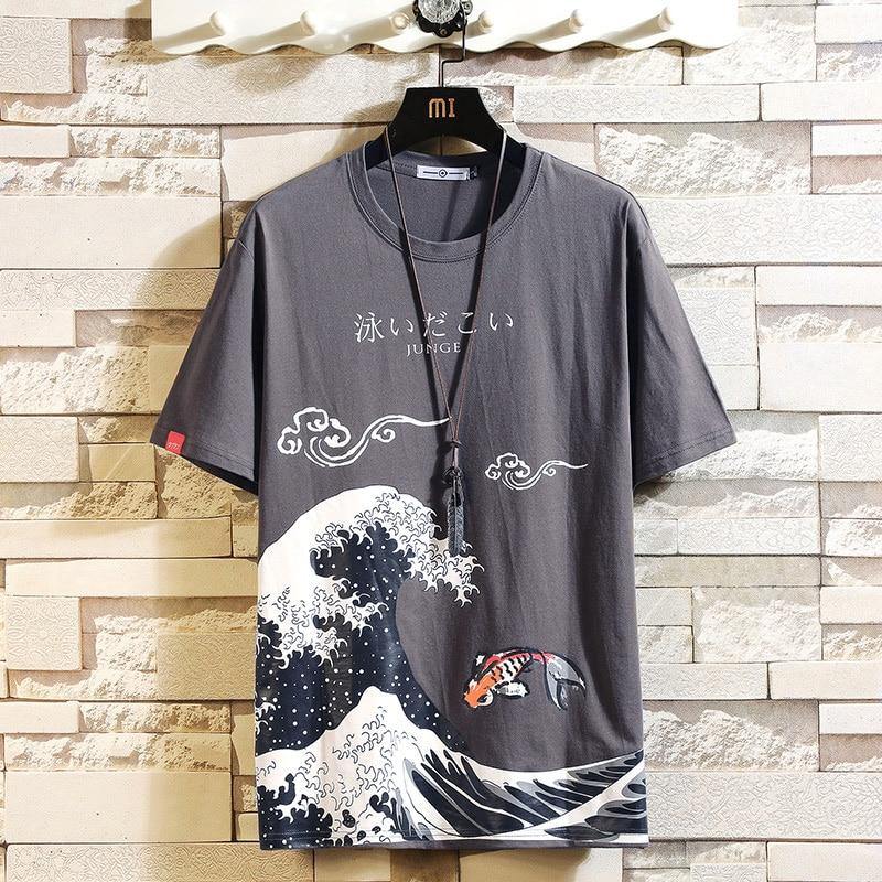 Chinese Anime Graphic Cotton O-neck T-shirts - AM APPAREL