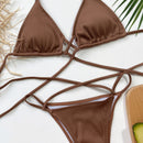Ensemble de Bikini Côtelé Croisé à Dos Nu