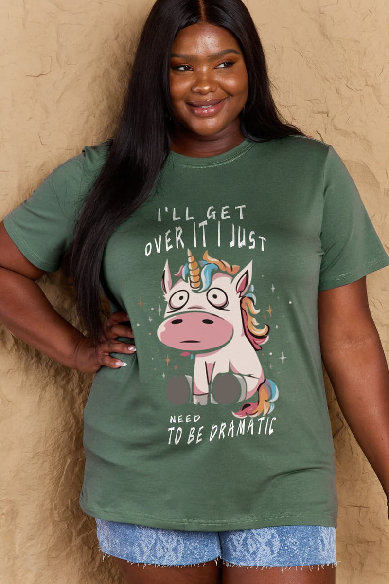 Simply Love Tamaño completo LO SUPERARÉ SÓLO NECESITO SER DRAMÁTICO Camiseta de algodón gráfica