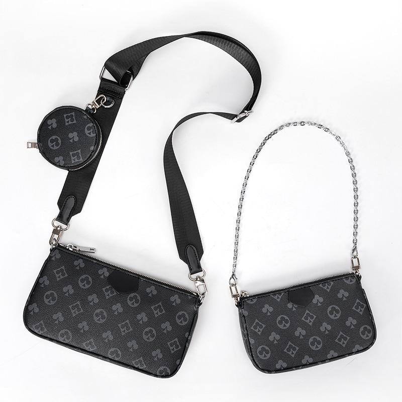 Designer 3-IN-1 Faux Leather Messenger Handbag - AM APPAREL