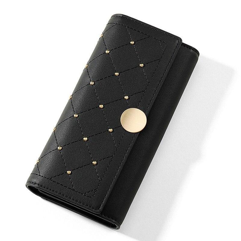 Designer Rivet Button Trifold Wallet Clutch - AM APPAREL