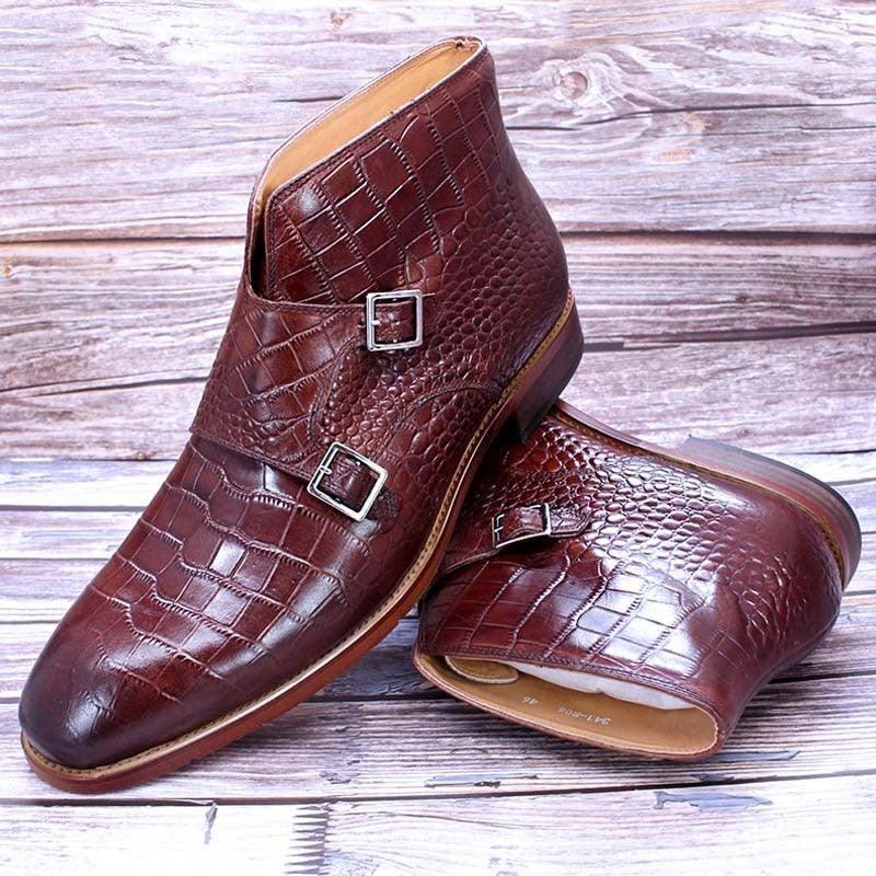 DW Men's Fashion Genuine Leather Monk Strap Boots - AM APPAREL