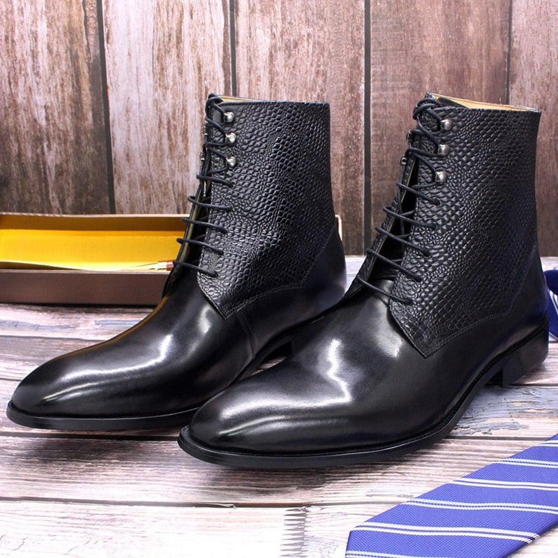 DW Men's High Quality Leather Pointed Toe Ankle Boots - AM APPAREL