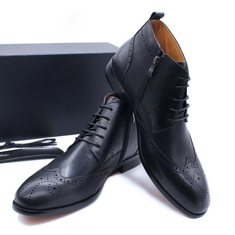DW Men's Luxurious  Genuine Leather Ankle Boots - AM APPAREL