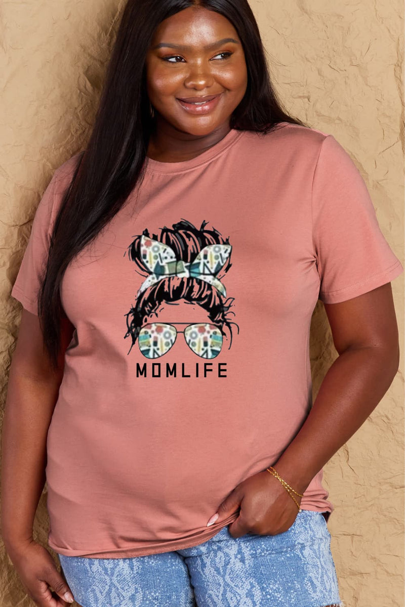 T-shirt en coton graphique Simply Love MOM LIFE pleine taille