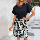 Vestido bicolor con cuello redondo y mangas con puños