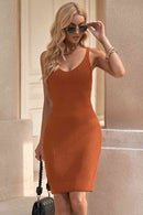 Vestido de canalé sin mangas con cuello en V