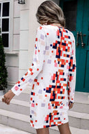 Vestido de manga larga trenzado a cuadros arcoíris