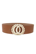 Fashion Double Joined Round Pearl Style Belt - AM APPAREL