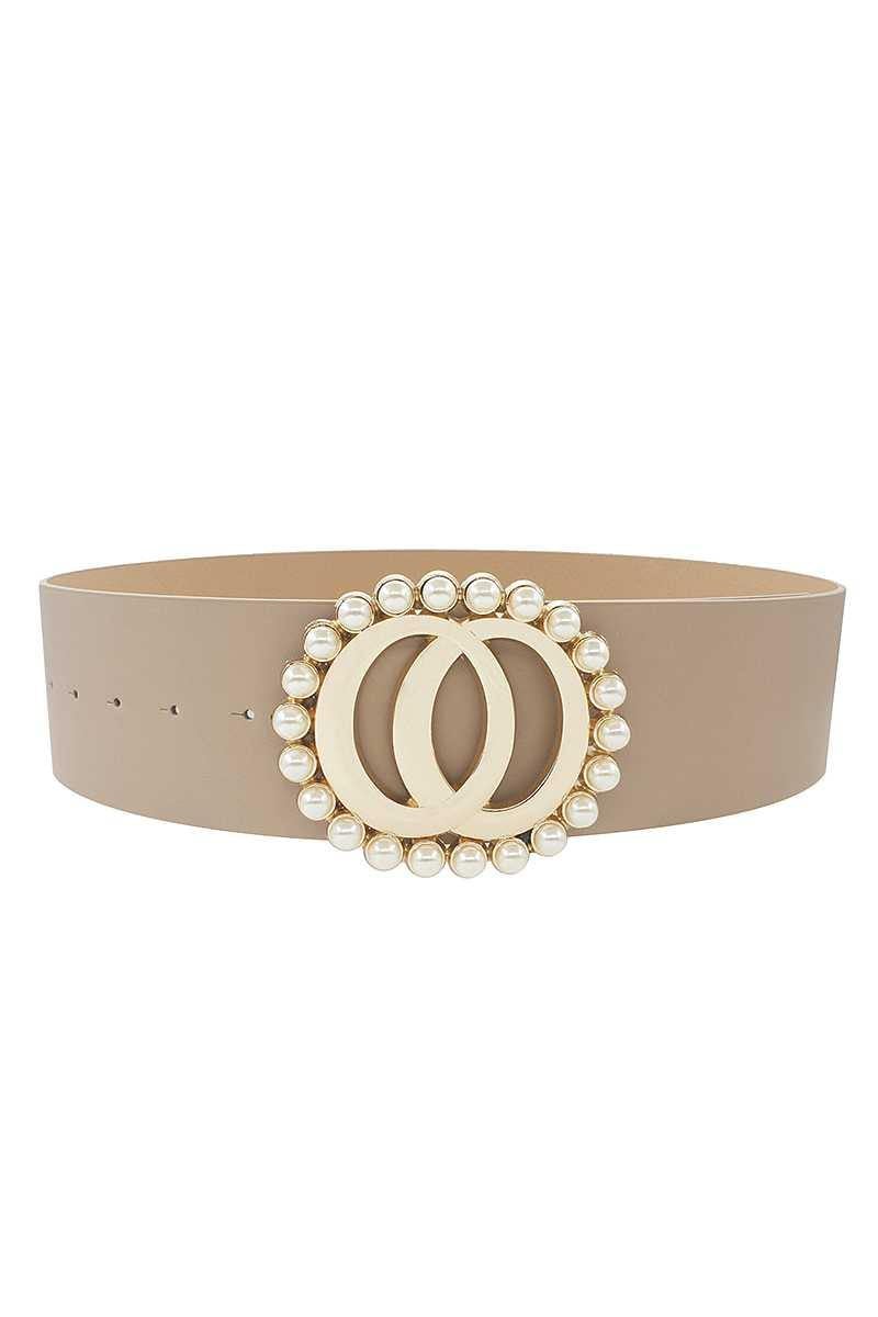 Fashion Double Joined Round Pearl Style Belt - AM APPAREL
