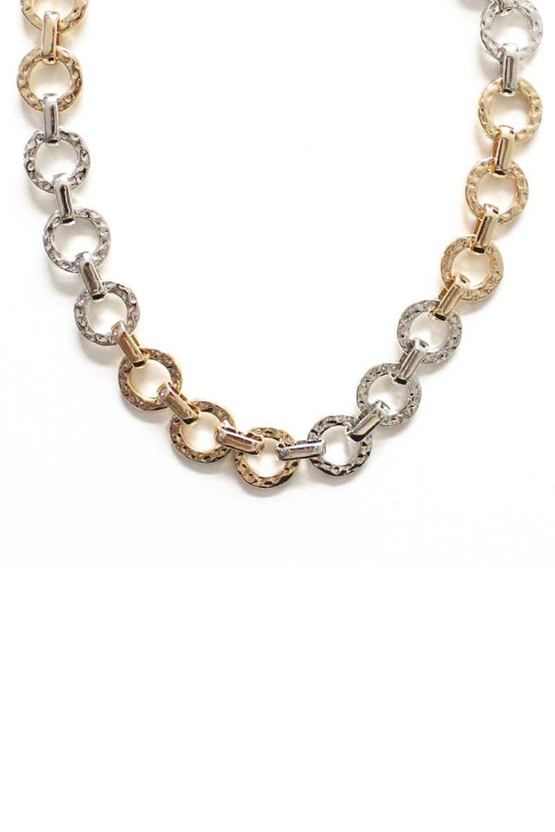 Fashion Metal Two Tone Necklace - AM APPAREL