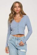 Faux Pearl Crop Top And Cardigan Set - AM APPAREL