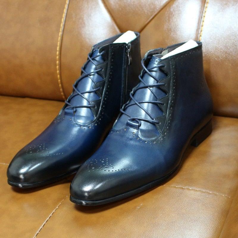 FC Men's Handmade Genuine Leather Ankle Boots - AM APPAREL