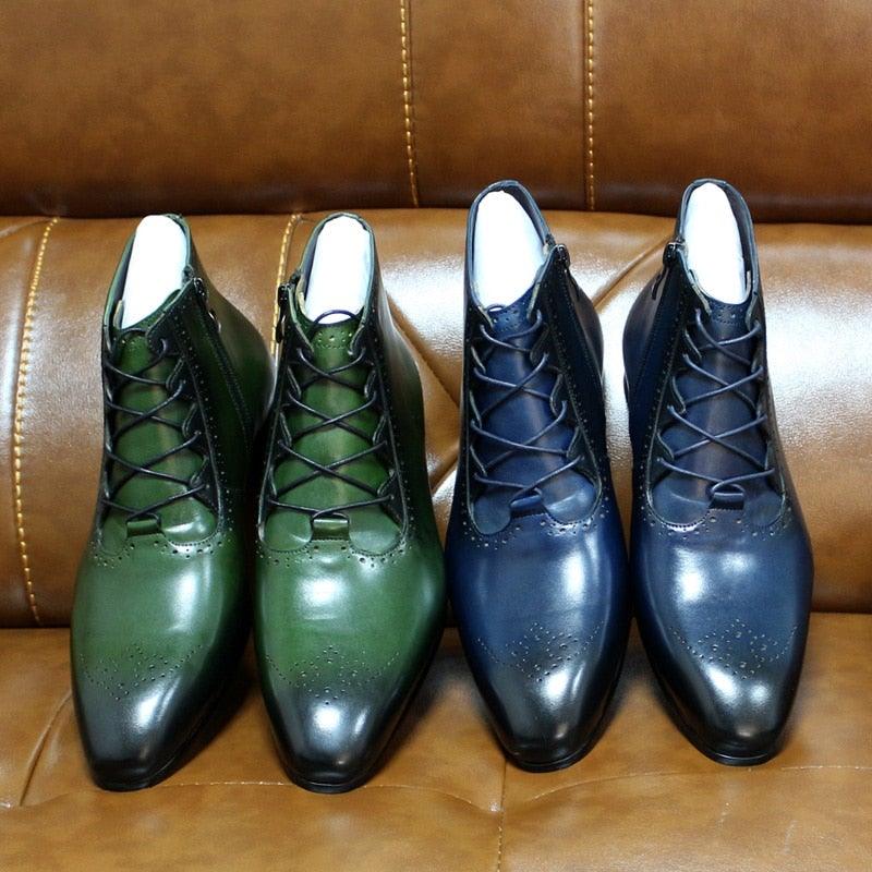 FC Men's Handmade Genuine Leather Ankle Boots - AM APPAREL