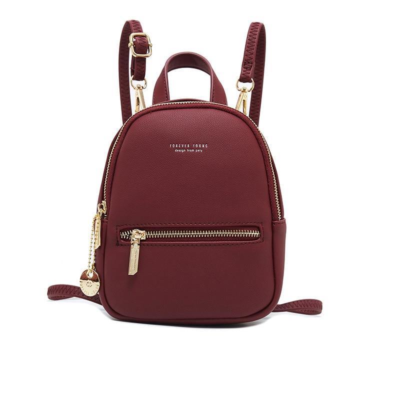 Forever Young Small Designer PU Leather Backpack - AM APPAREL