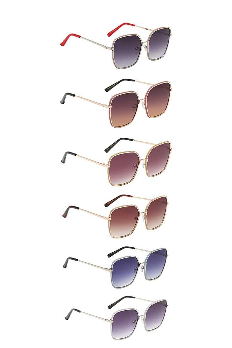 Giselle Captivating Square Metallic Wire Frame Dazzled Barrel Ladies Shades Sunglasses - AM APPAREL