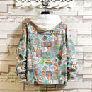 Graffiti Denim Hooded Jacket - AM APPAREL