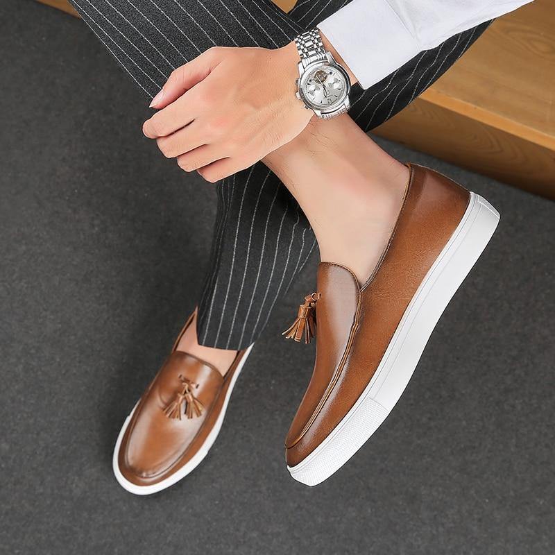 Italian Men's Formal PU Leather Loafers - AM APPAREL
