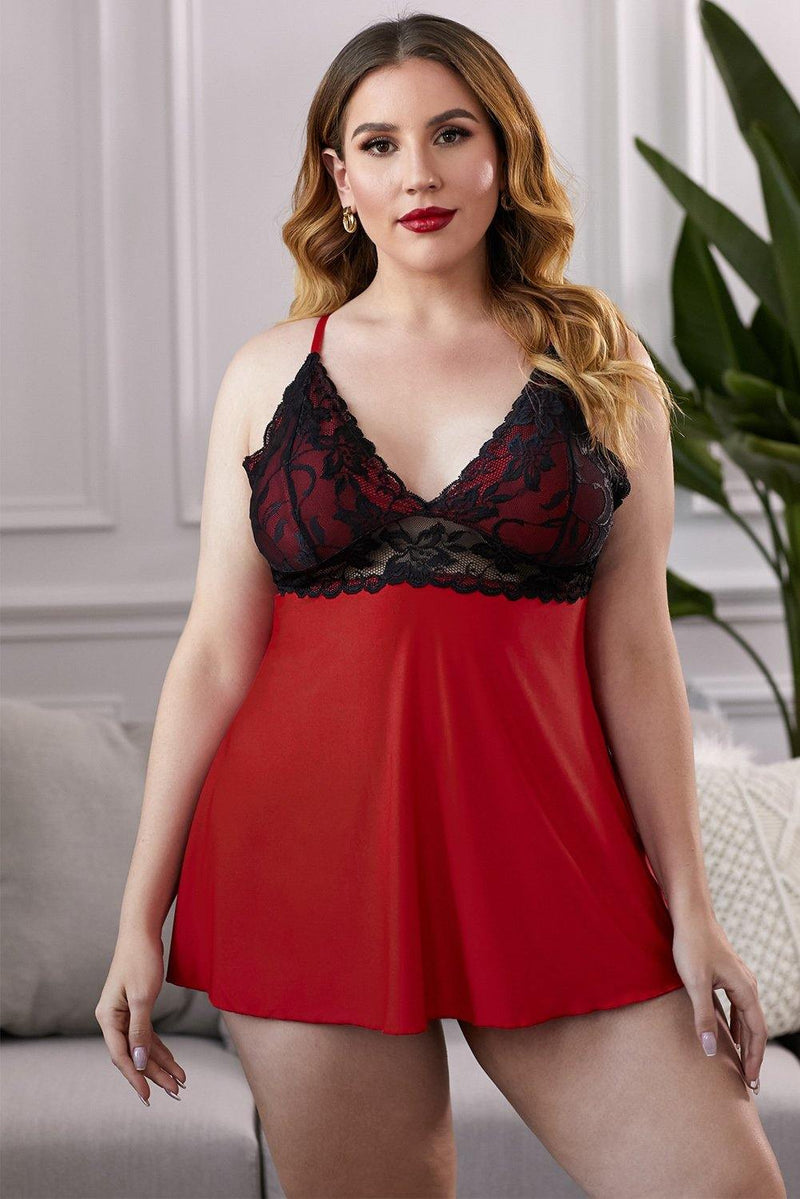 Lace See-Through Plus Size Chemise - AM APPAREL