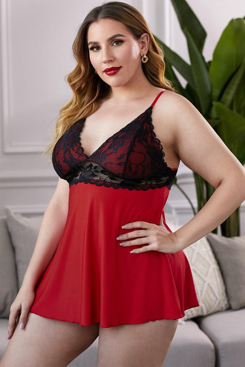 Lace See-Through Plus Size Chemise - AM APPAREL