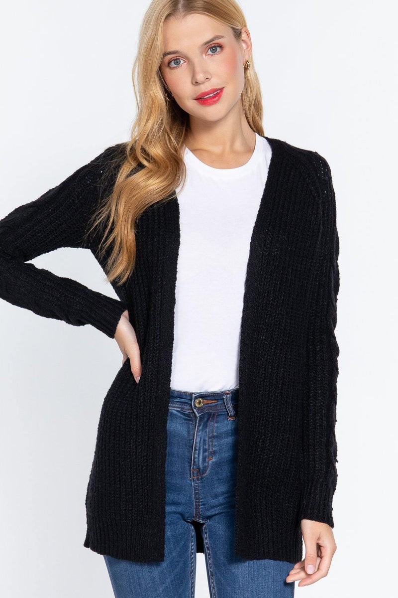 Long Slv Open Front Sweater Cardigan - AM APPAREL