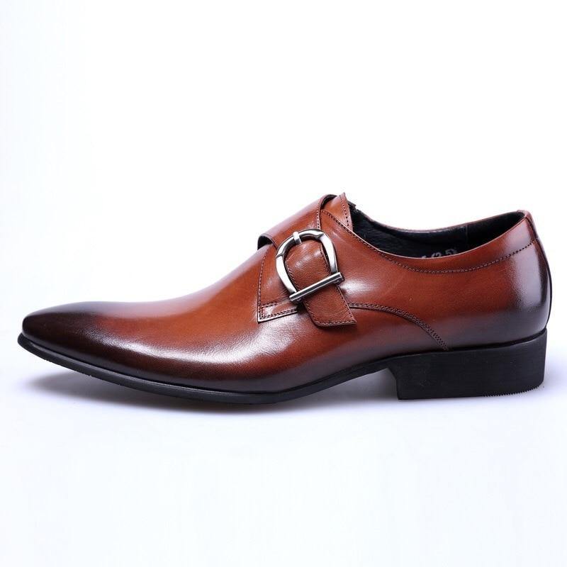 Luxury Men's Leather Monk Strap Oxford Shoes - AM APPAREL