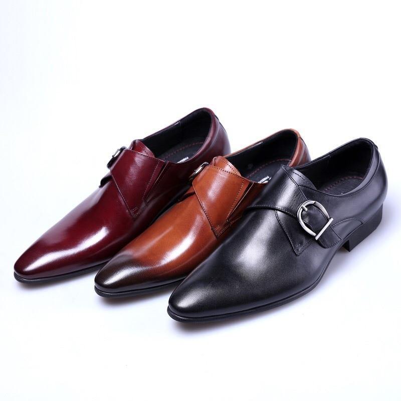 Luxury Men's Leather Monk Strap Oxford Shoes - AM APPAREL