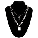 Men's 2 Pcs Necklace With A Padlock and Key Pendants - AM APPAREL