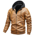 Men's Hooded PU Leather Thick Winter Jackets - AM APPAREL