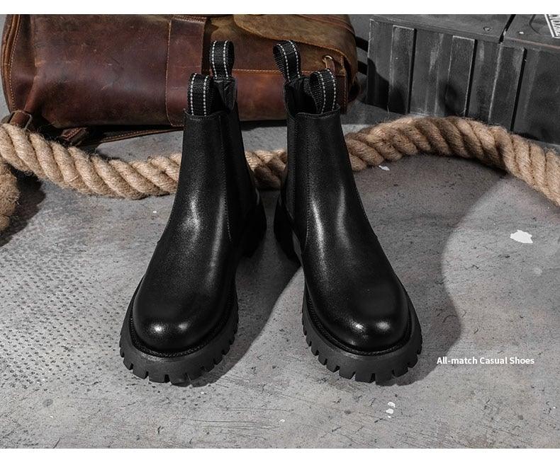 Men's British Designer PU Leather Chelsea Boots - AM APPAREL