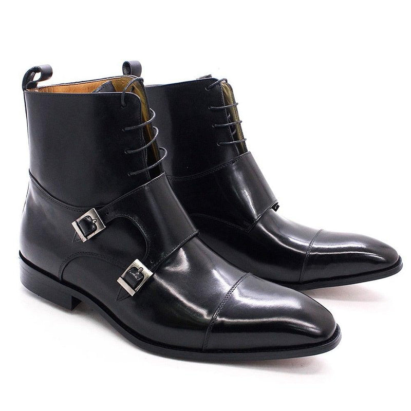 Men's British Genuine Calfskin Leather Cowboy Boots - AM APPAREL