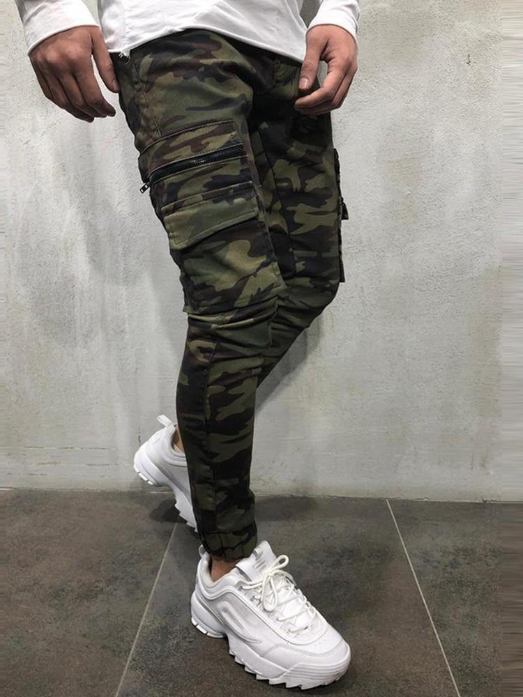 Men's Camouflage Slim Fit Multi-Pocket Cargo Joggers - AM APPAREL