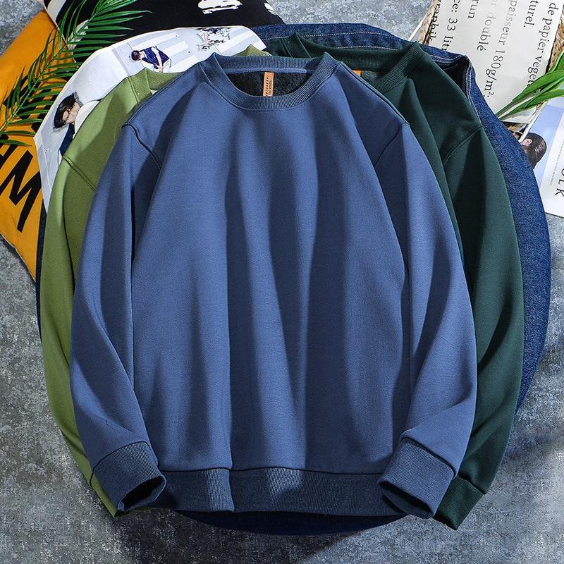 Men's Casual Plain Color Light Weight Sweatshirt - AM APPAREL