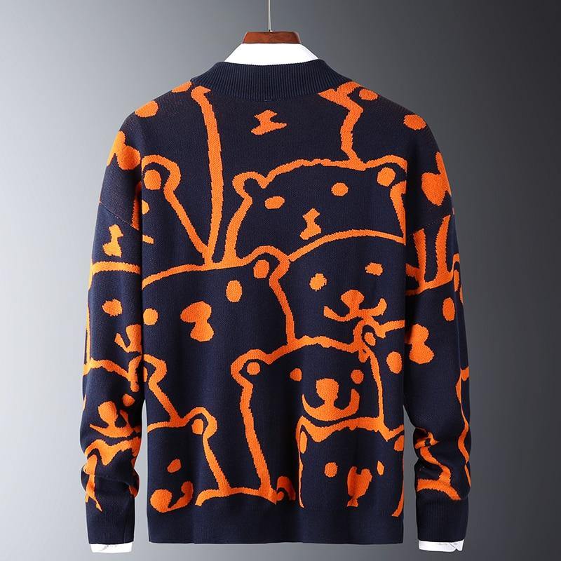 Men's Casual Polar Bear Print Sweater - AM APPAREL