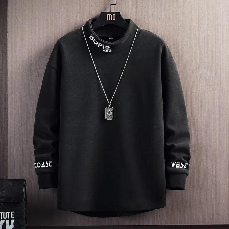 Men's Casual Stand Collar Long Sleeve Pullover - AM APPAREL