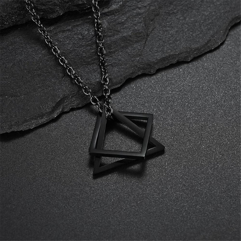 Men's Creative Geometric Square Pendent Necklace - AM APPAREL