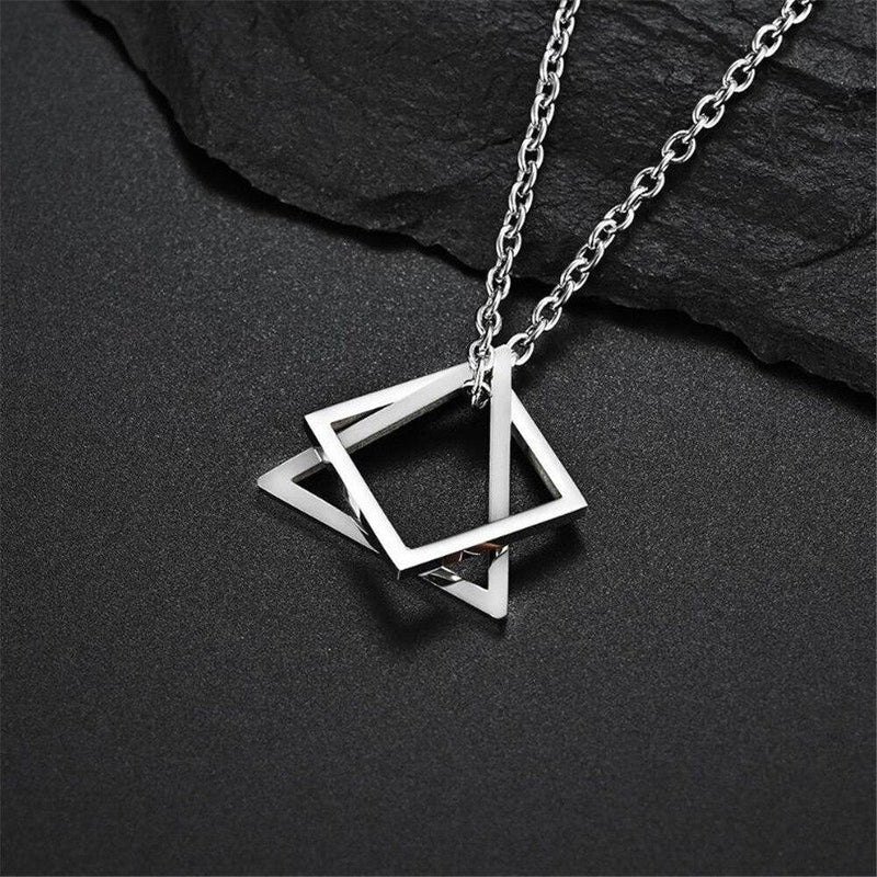 Men's Creative Geometric Square Pendent Necklace - AM APPAREL