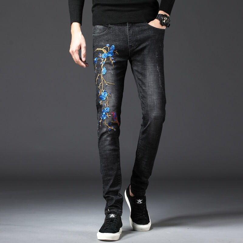 Men’s Dragon Embroidery Slim Fit Jeans - AM APPAREL