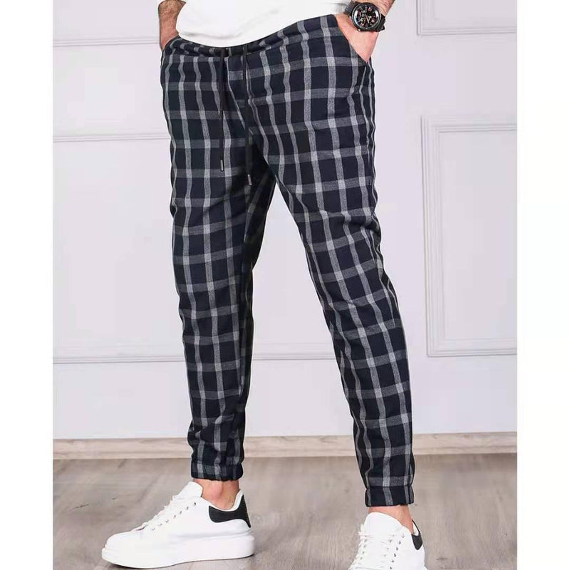 Men's Fashion Plaid Skinny Pencil Pants - AM APPAREL