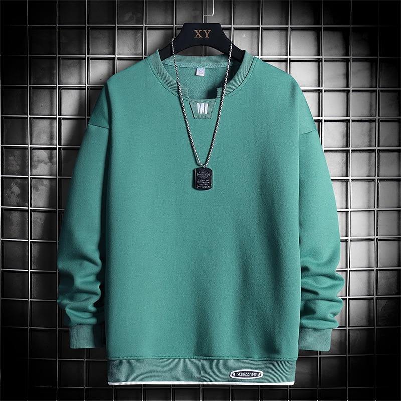 Men's Fashion Round Collar Solid Colored Sweatshirt - AM APPAREL