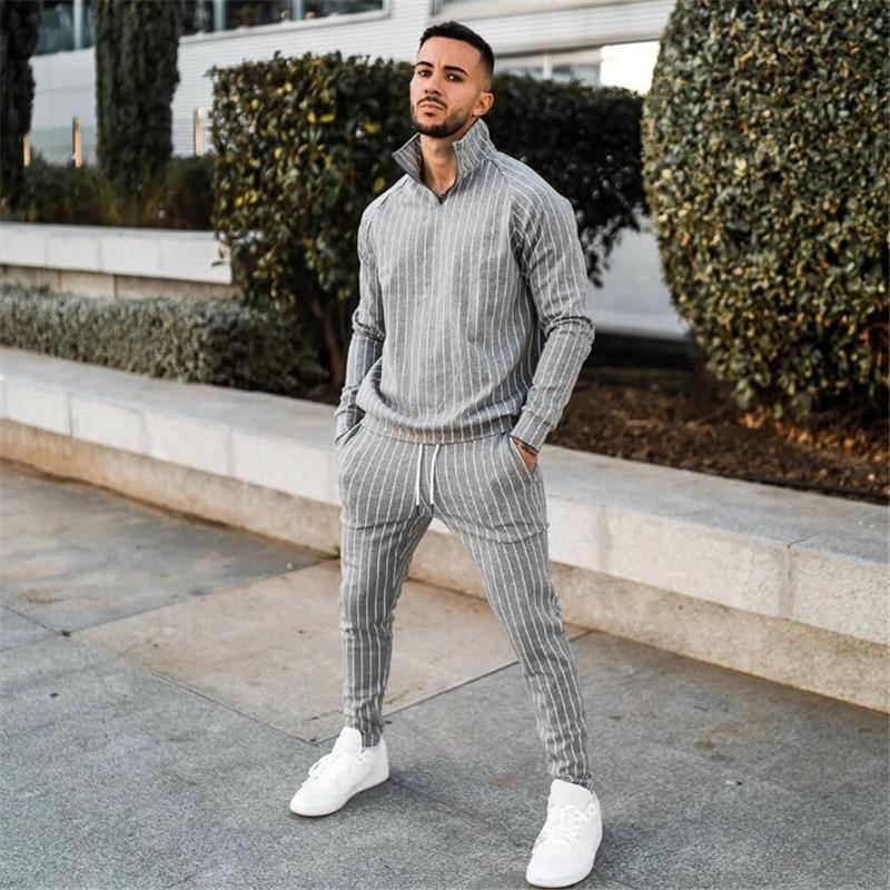 Men's Fashion Spring Casual Striped Suit - AM APPAREL