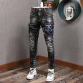 Men's Fashion Streetwear Slim Fit Elastic Distressed Jeans - AM APPAREL