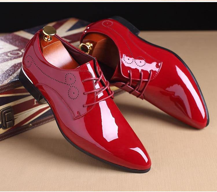 Men's Formal Glossy Patent Leather Shoes - AM APPAREL